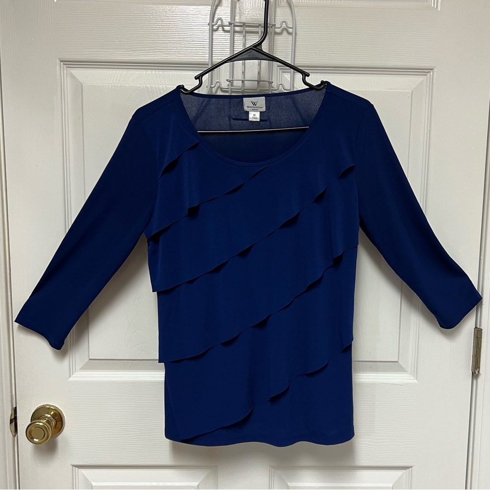 Worthington Stretch Cobalt Blue Layered Blouse